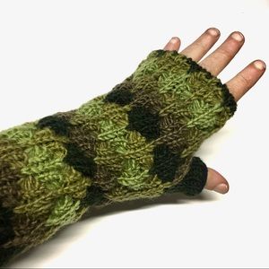Vintage knit wool fleece lined hand warmers